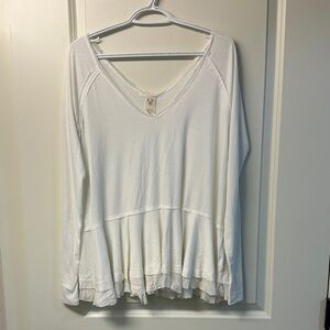 We the Free white peplum raw edge Top